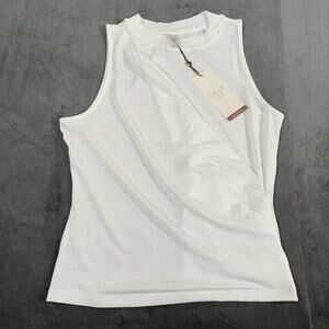 NWT Calia Wrap Front Tissue Tank Top Womens Size XS White Sleeveless Crewneck